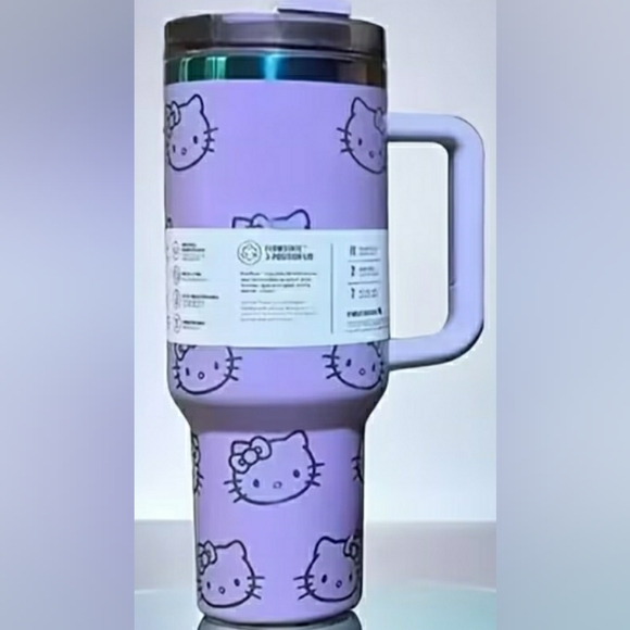 NIB! Limited Edition STANLEY Purple Travel Mug w/ Iridescent Rainbow HELLO KITTY - Picture 4 of 4